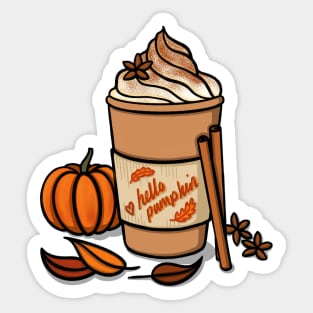 Autumn Pumpkin Spice Coffee Illustration Sticker